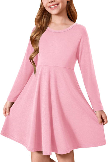 Girls Long Sleeve Dresses Kids Twirly Skater Dress