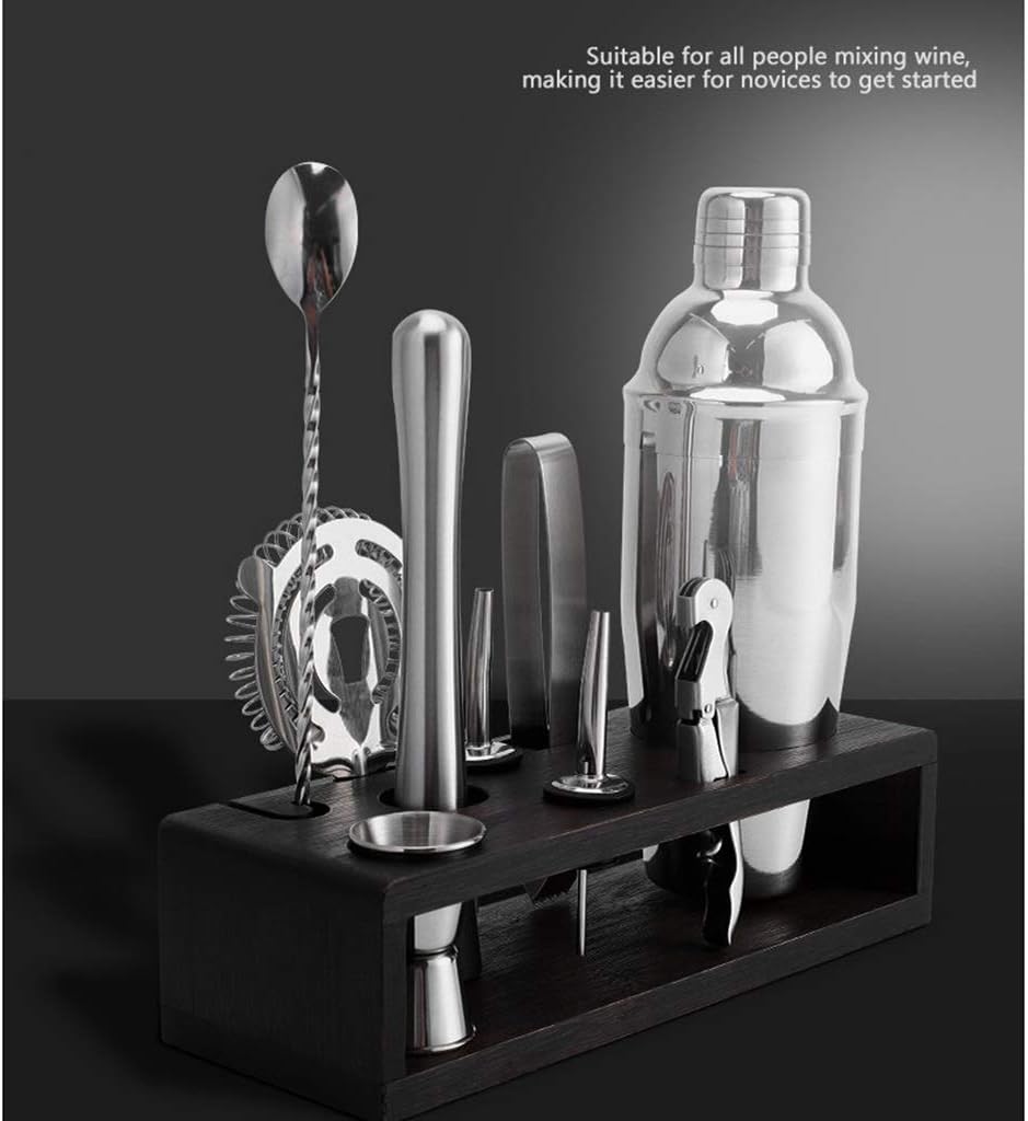 Cocktail Bartender Kit with Stand, Stainless Steel Shaker Home Bar Tools Set - Set of 10