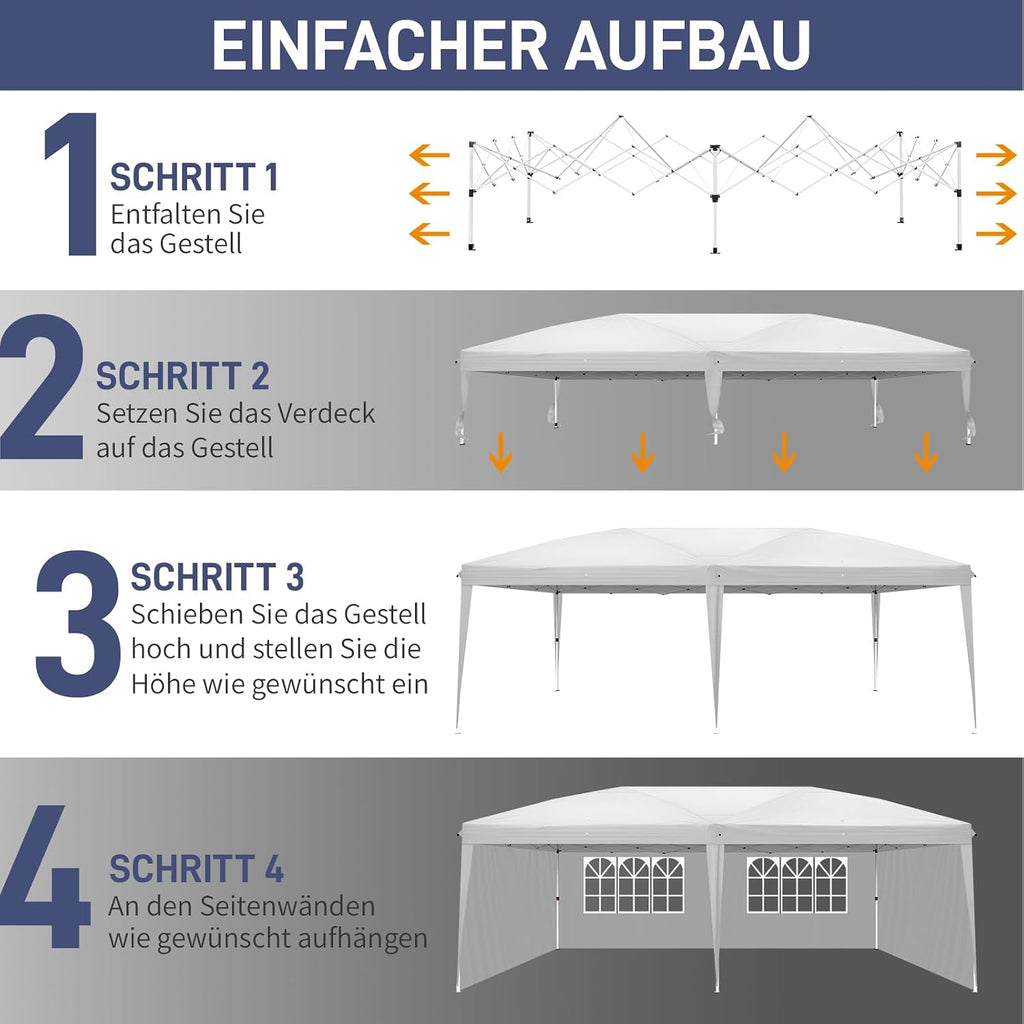 10x20 ft Pop Up Canopy Tent with 6 Sidewalls with Carry Bag, Outdoor Gazebo Shelter