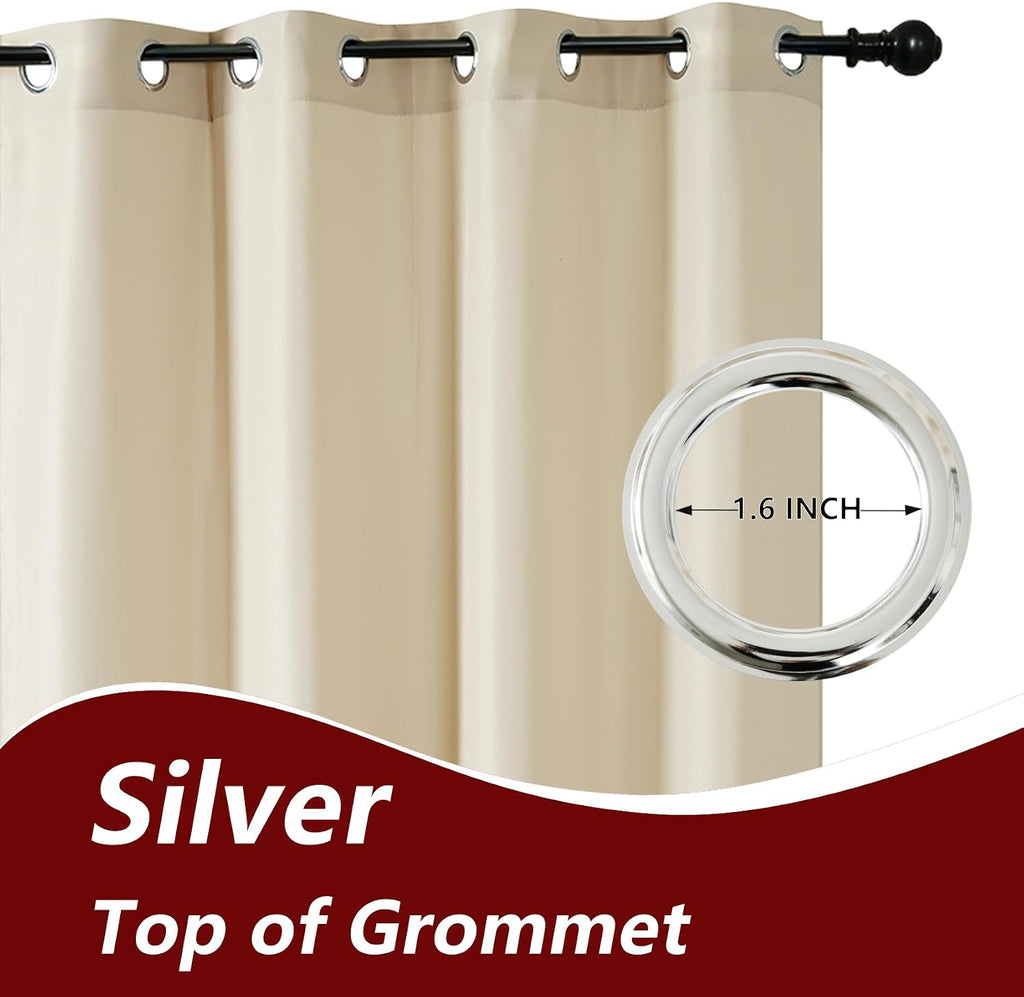8 Panels Outdoor Curtains Waterproof - 52x108 Inches Cream Blackout Curtains, Polyester Weatherproof Privacy Drapes