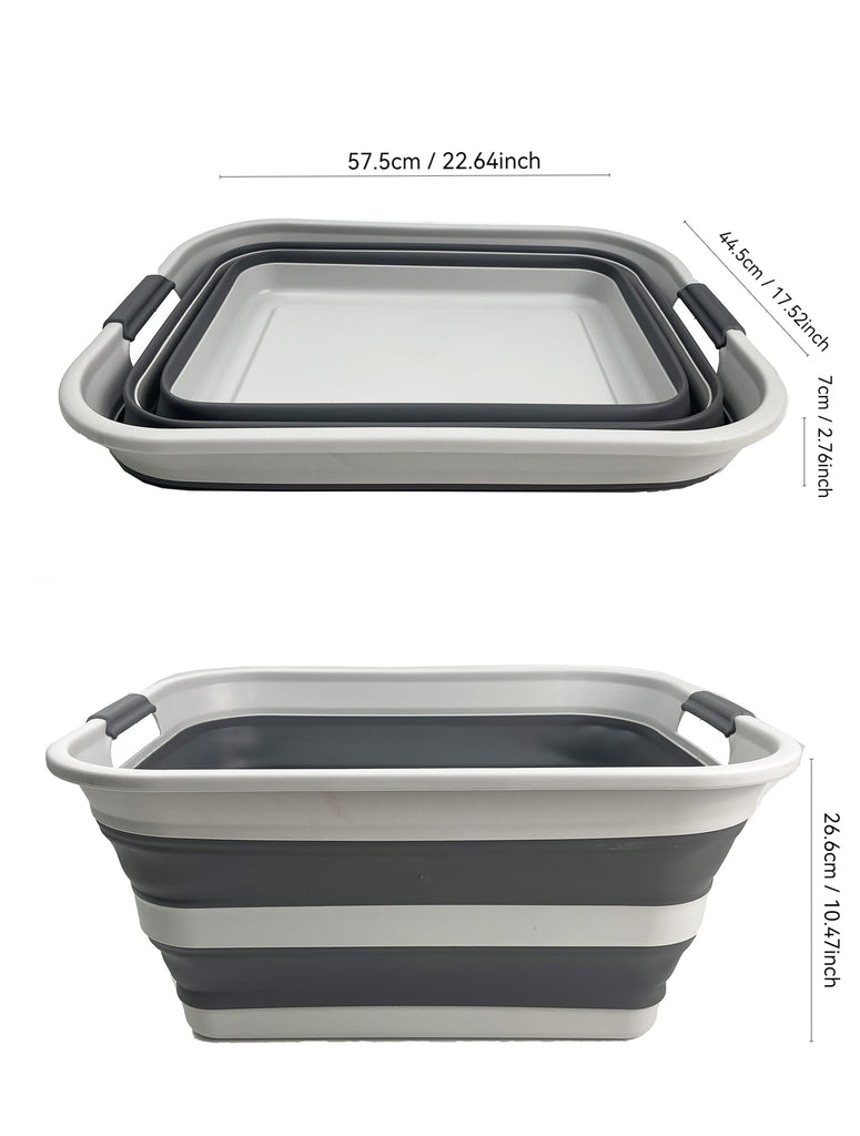 Collapsible Plastic Laundry Basket with Handle/Foldable Pop Up Storage Hamper/Portable Laundry Organizer-Space Saving