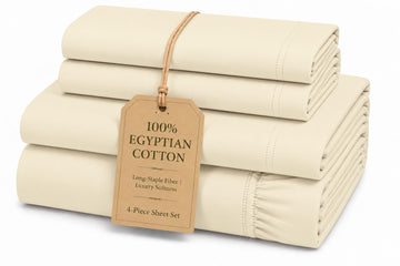 Luxury Bedding Sets, California King Size, Egyptian Cotton ( 4Pcs - Ivory )