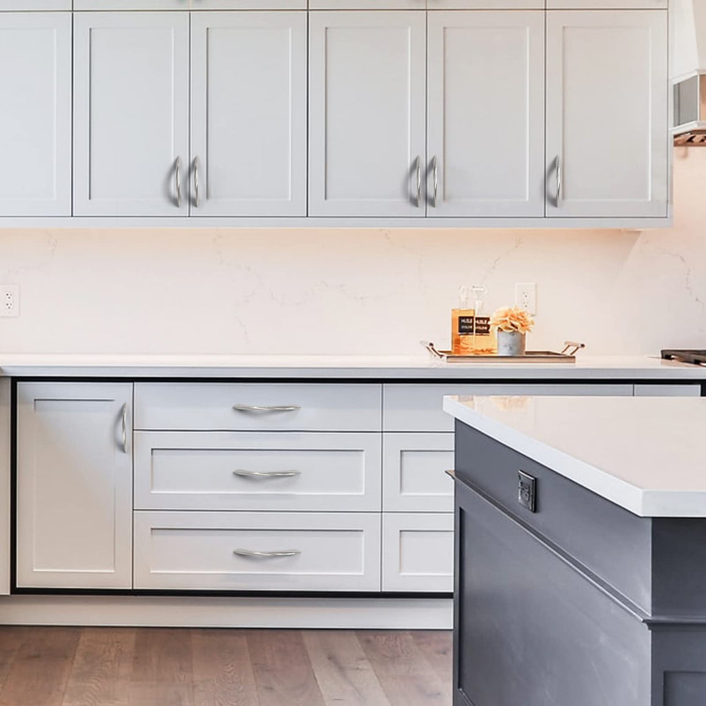 10 Pack Brushed Satin Nickel 5 Inch(128mm) Hole Centers Kitchen Arch Twisted Cabinet Pulls Cabinet Hardware Kitchen