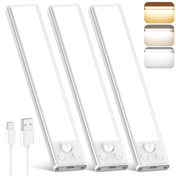 10 Inch Under Cabinet Lights, 2200mAh Rechargeable Battery Operated Motion Sensor Lights Indoor, Wireless Dimmable