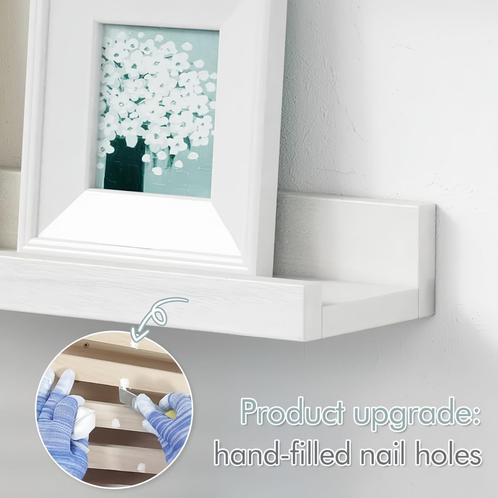 24 Inch Floating Nursery Wall Shelves, White Picture Ledge Shelf 4-Pack