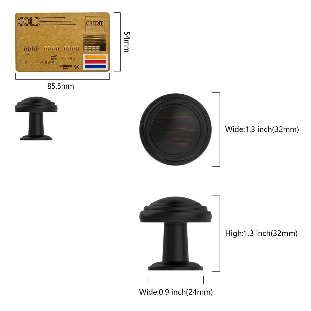 10 Pack Oil Rubbed Bronze Cabinet Knobs Single Hole Cabinet Pulls 1 Inch Drawer Knobs Cabinets ZH0086