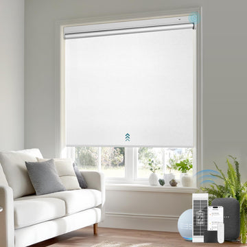 Smart Motorized Blackout Roller Blinds with Remote & Solar Panel, Cordless Electric Shades, USB-C Rechargeable