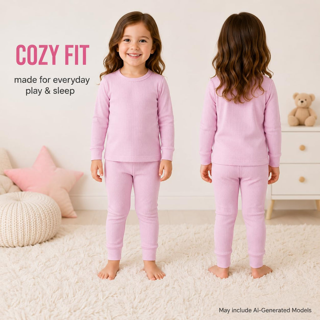 Toddler Baby Girls 4 Piece Thermal Top & Bottoms Set ( - )