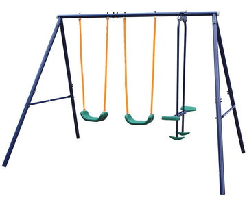 Metal Swing Set Outdoor with Glider for Kids, Toddlers, Children
