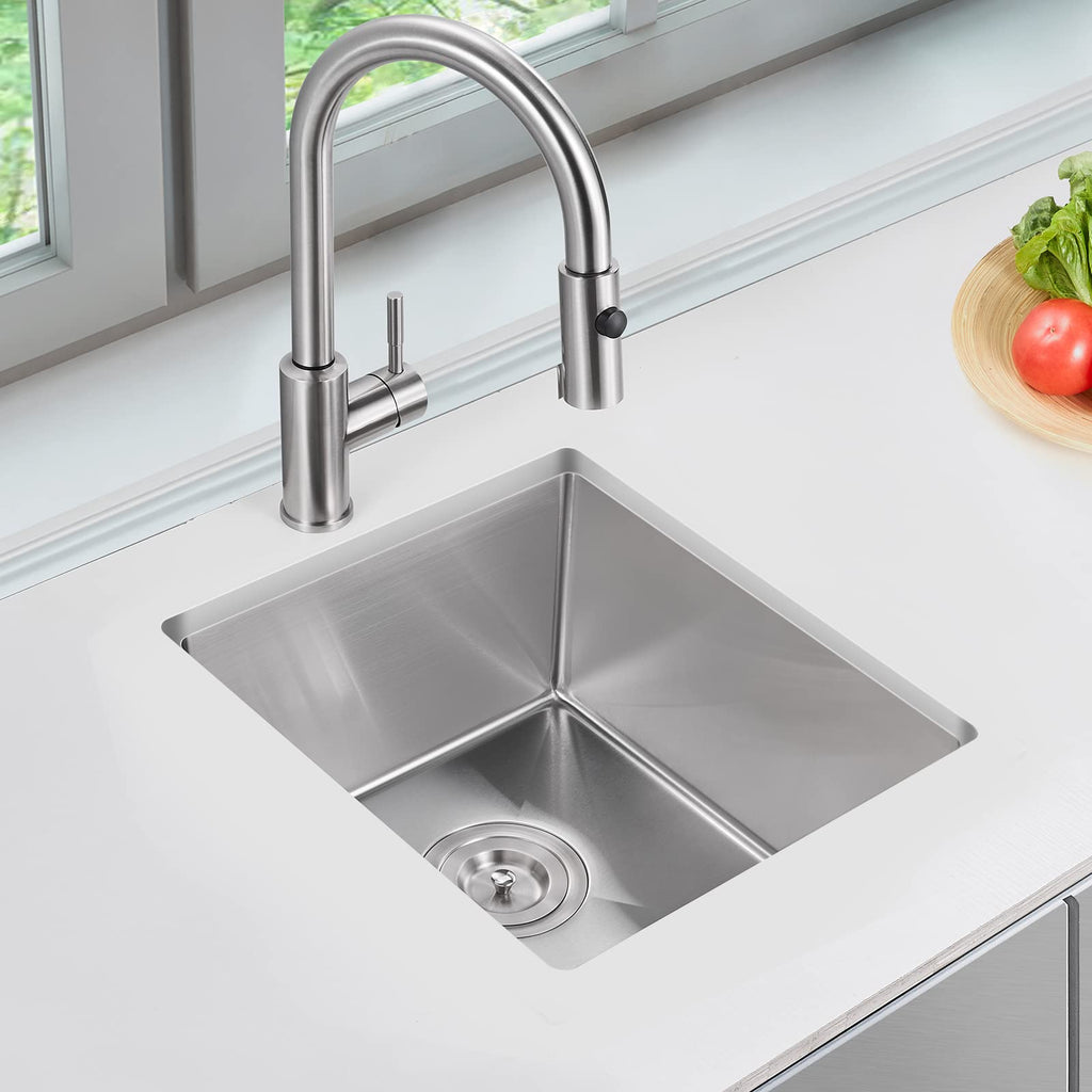 15 x 15 Inch Undermount Kitchen Sink 18 Gauge 304 Stainless Steel