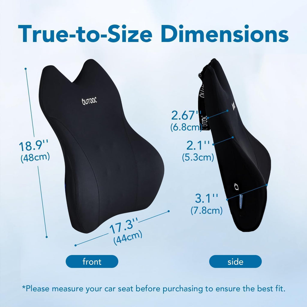 Patented Lumbar Support Pillow for Car, Truck Accessories Travel Essentials, Memory Foam Back Cushion for Driving