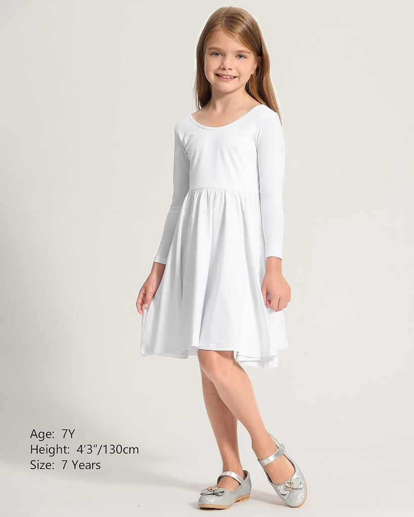 Girls Cotton Long Sleeve Dress Twirl Skater Dress