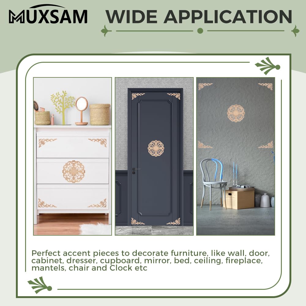 5Pcs Wood Appliques Onlays Decorative Furniture Appliques