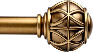 Antique Brass Curtain Rods for Windows 18 to 88 Inches,Adjustable Decorative Drapery Rods,Heavy Duty Curtain Rod with