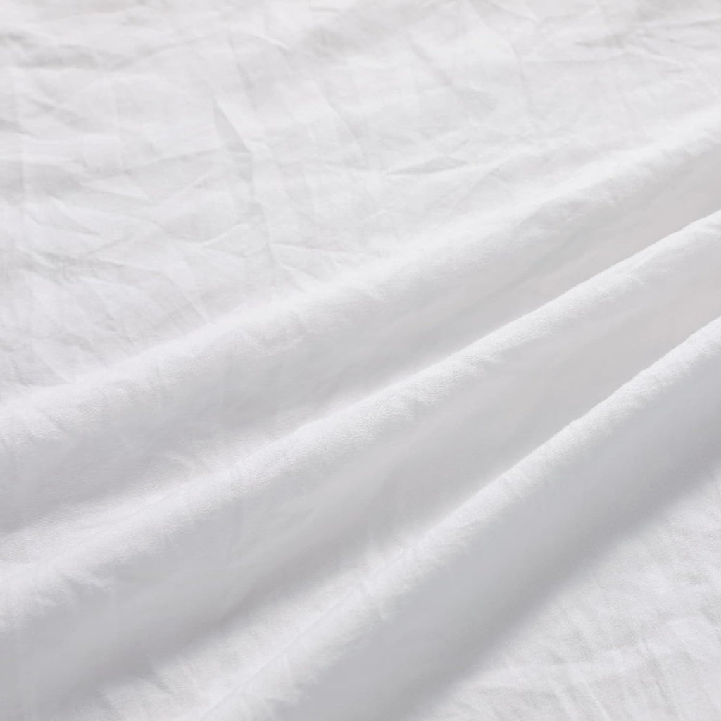 White Ruffle Duvet Cover Queen, 3PCS Soft Washed Microfiber Vintage French Country Duvet Cover Set for Queen Bed