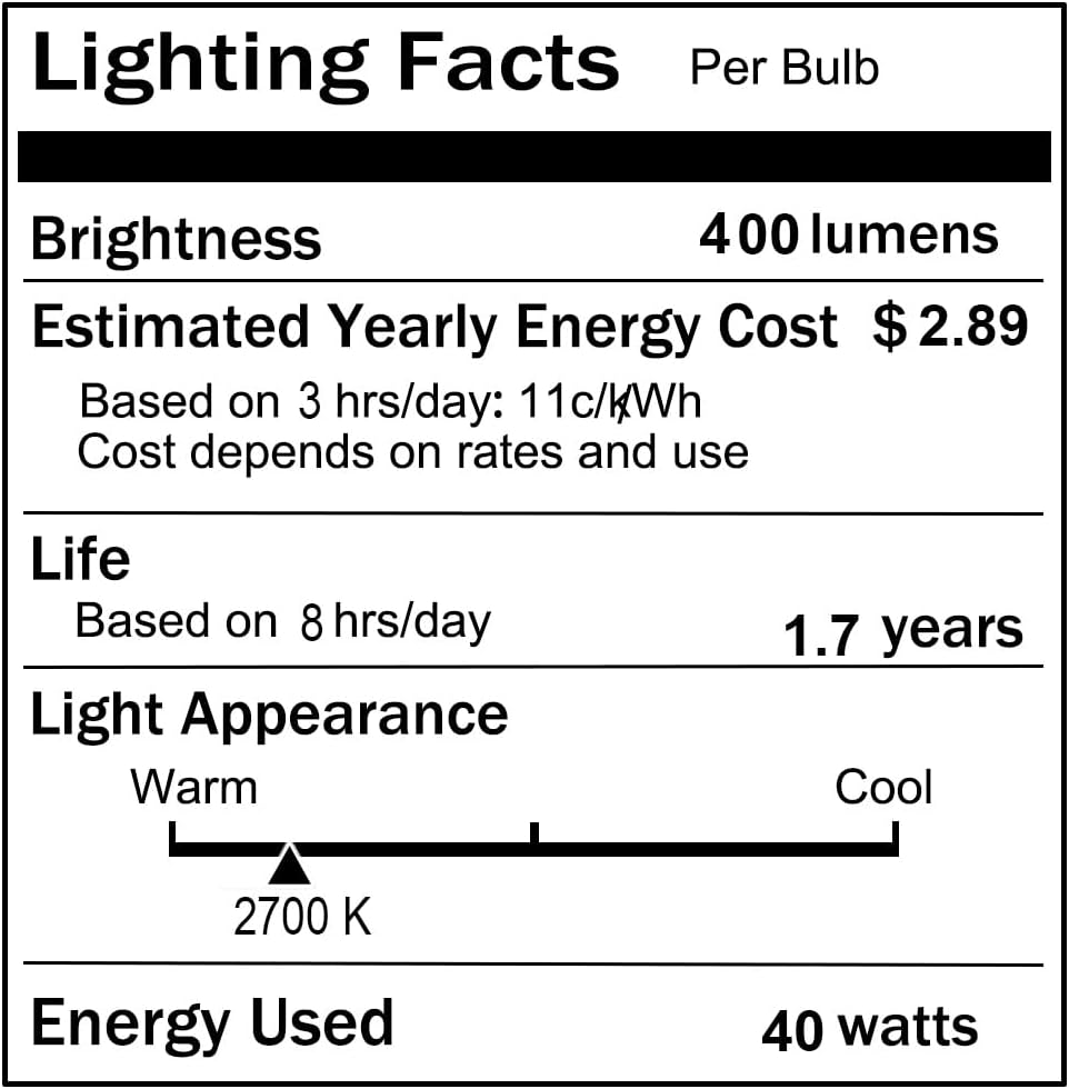 Oven Light Bulb G45, 40W 120V 415Lumen Appliance Light Bulbs