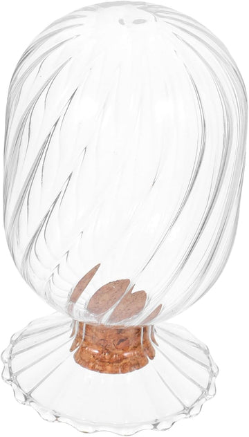 Decorative Glass Match Holder Helix Shaped Cloche with Cork Lid for Striker Stylish Empty Storage Jar Bathroom