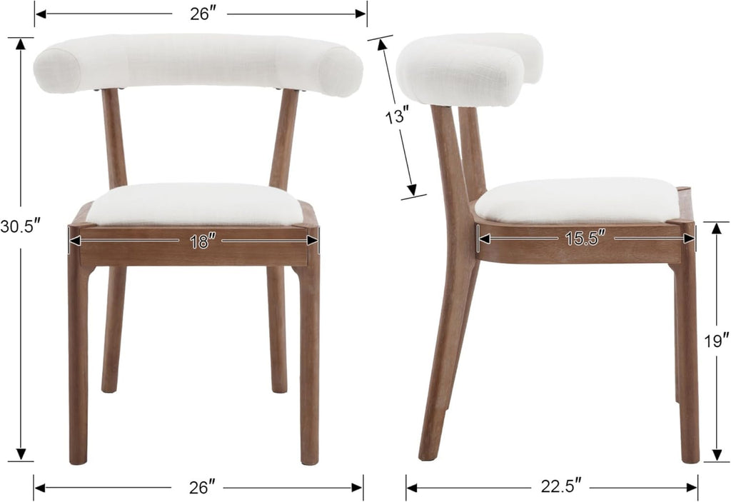 Kmax Dining Room Chairs Mid-Century Modern Sherpa Kitchen Chairs with Natural Walnut Finished Frame, Fur Curved Back