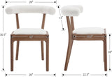 Kmax Dining Room Chairs Mid-Century Modern Sherpa Kitchen Chairs with Natural Walnut Finished Frame, Fur Curved Back