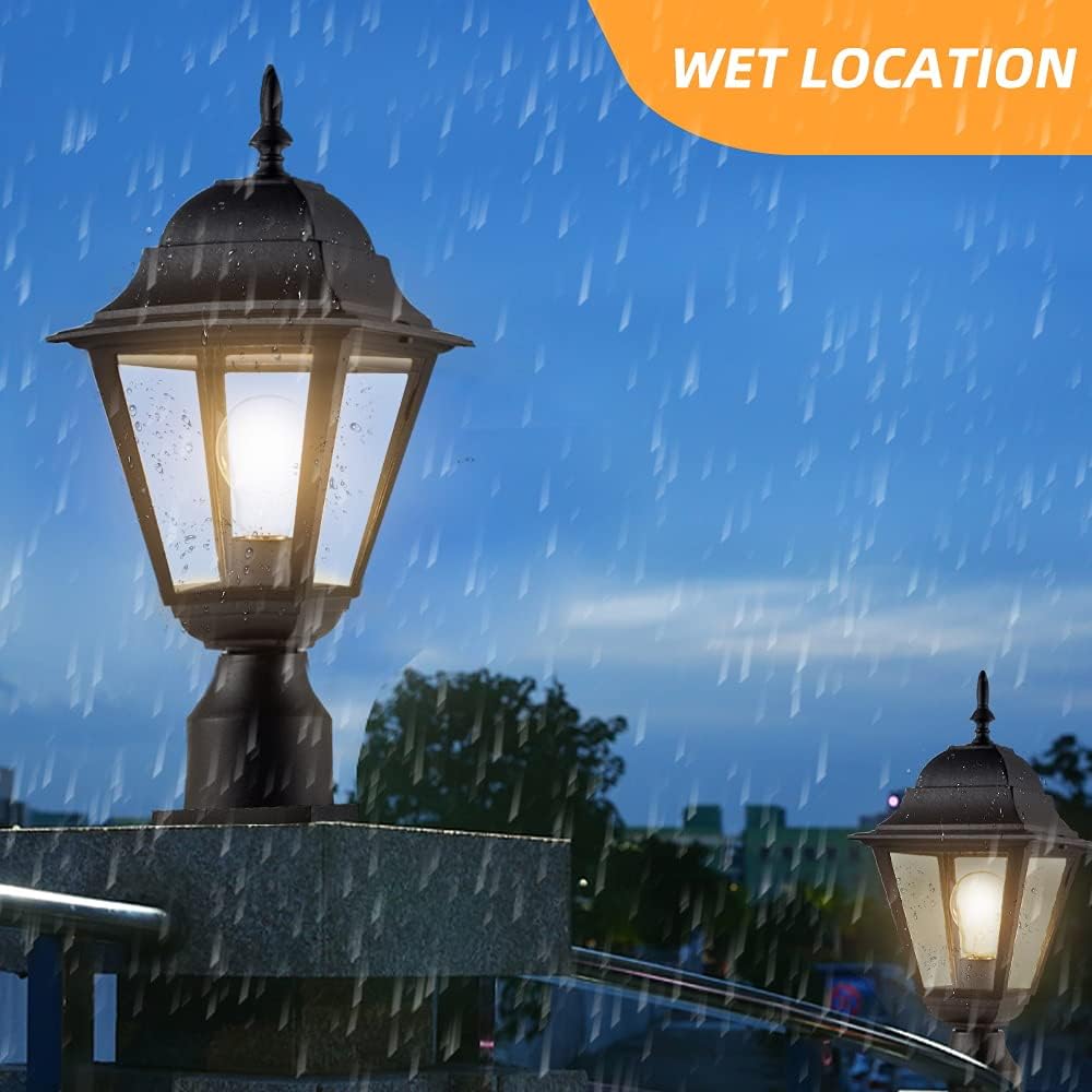 Outdoor Post Light,Waterproof Cast Aluminium Lamp Post Light Fixture,Post Lantern with Pier Mount Base,Matte Black