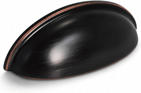 6 Pack 3 Inch Hole Centers Oil Rubbed Bronze Drawer Bin Cup Pulls Dresser Pulls for Cabinets,Furniture Handles,Kitchen