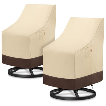 Outdoor High Back Chair Covers, 29"W x 30"D x 42"H, Beige & Brown