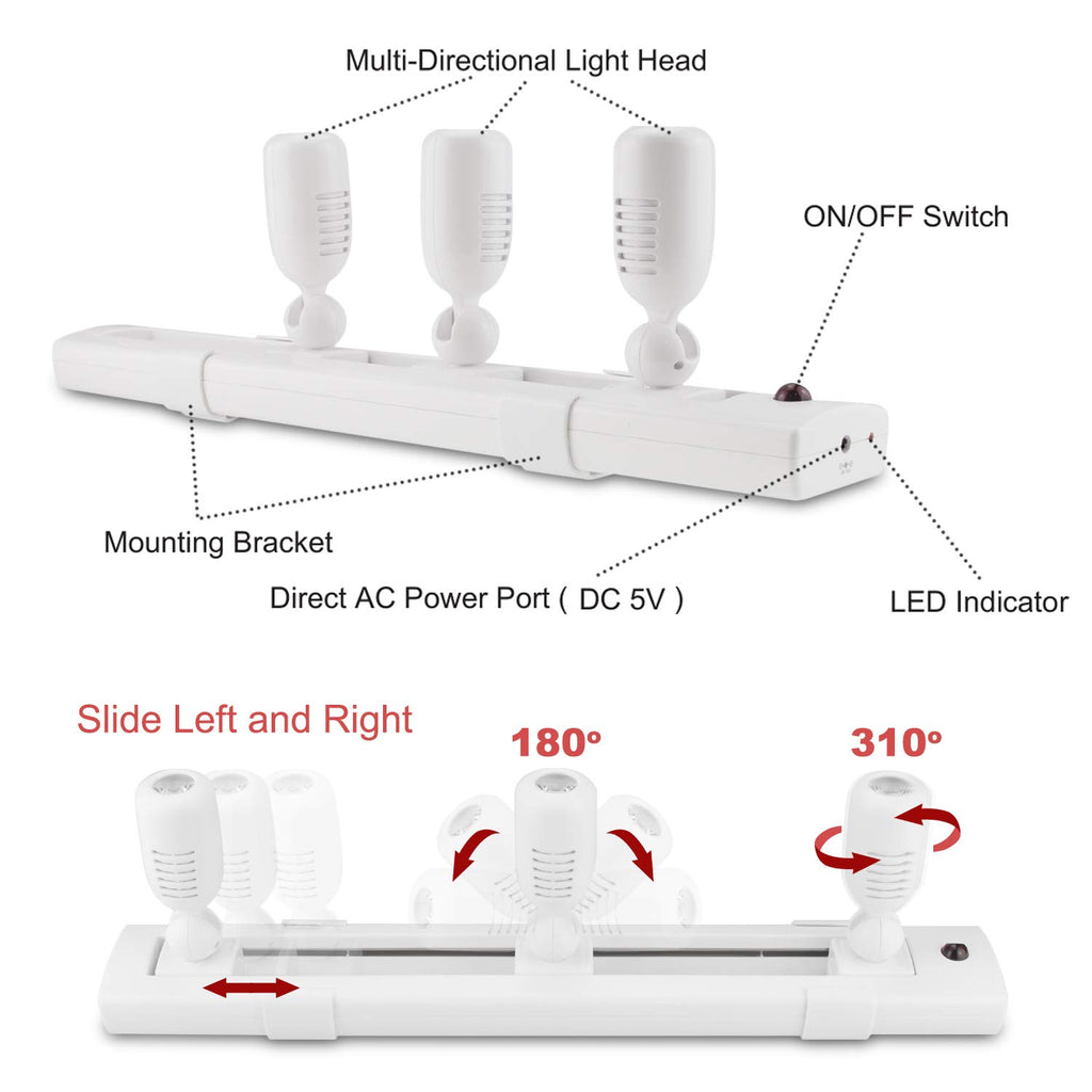 LED Track Light, Dimmable Accent Lighting with Rotatable Heads, Plug in Spotlight with Remote for Lighting up Kitchen
