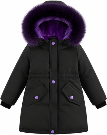 Girls Winter Coat Puffer Jacket with Hood Waterproof Long Parka Stylish Warmth Snow Outwear
