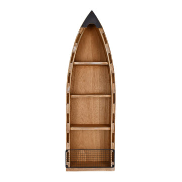 Wood Hanging Boat Shelf Nautical 4-Tiered Bookcase Coastal Display Shelves