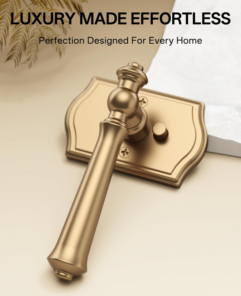 6 Pack Champagne Bronze Privacy Interior Door Handles
