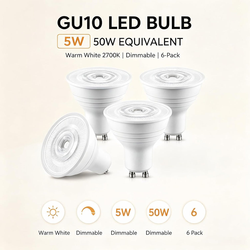 GU10 led Bulb dimmable 5W (50W Equiv),GU10 led Bulb Warm White - Ideal Track Light Bulbs & GU10 Light Bulb