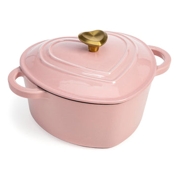 Enameled Cast Iron Dutch Oven Pot with Lid, Heart-Shaped Dutch Oven, Durable Cast Iron Pot with Dual Handles, Oven