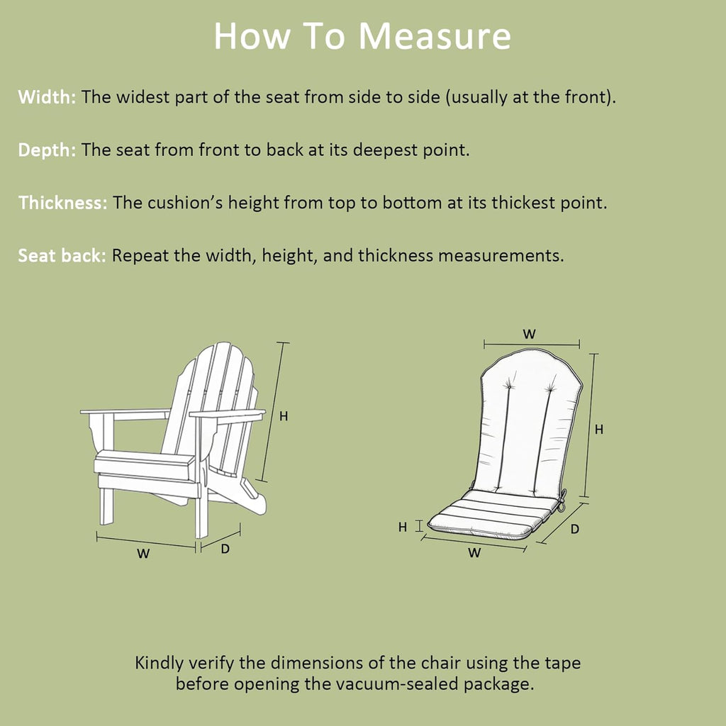 50"x20" Adirondack Chair Cushion Set of 2, Water-Resistant Fade Resistant High Back Outdoor Rocking Chair Cushion