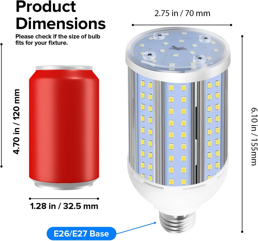 500W Equivalent Led Bulb 8750Lumen 60W 6000K Cool Daylight White E26/E27 Medium Base Led Corn Bulb for Outdoor Indoor