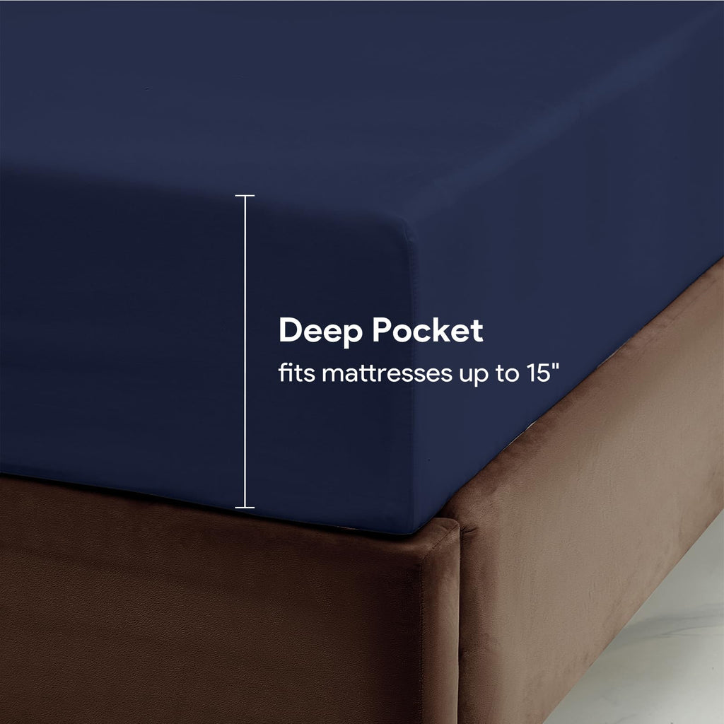 Twin Fitted Sheet Only, Bulk Pack of 6 Light Blue Sheets