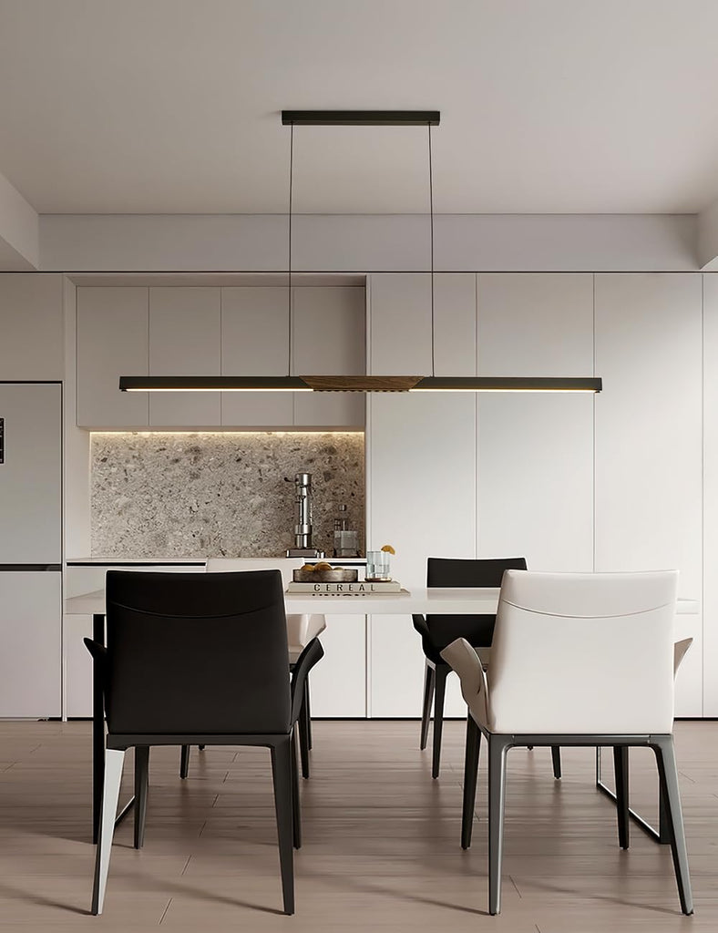 63" Linear Pendant Light, Modern Black Dimmable LED Chandelier, Kitchen Island Lighting Over Dining Room Table, Pool