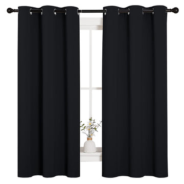 Black Blackout Curtains 42" Wide x 63" Long 2 Panels