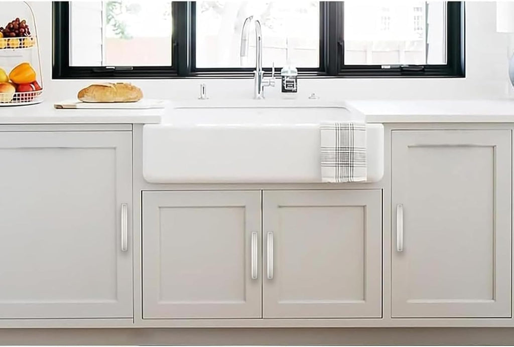 5 Pack 3 Inch Hole Center Brushed Satin Nickel Cabinet Pull with Backplate Solid Heavy-Duty Handles with Base Plate