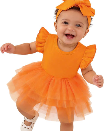 Baby Girls Tulle Romper Ruffle Sleeveless Tutu Dress