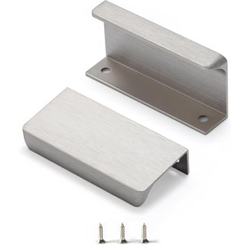 Edge Finger Tab Pull for cabinets Kitchen Concealed Drawer pulls Aluminum Flat Hidden Back Mount Door Handle Pack