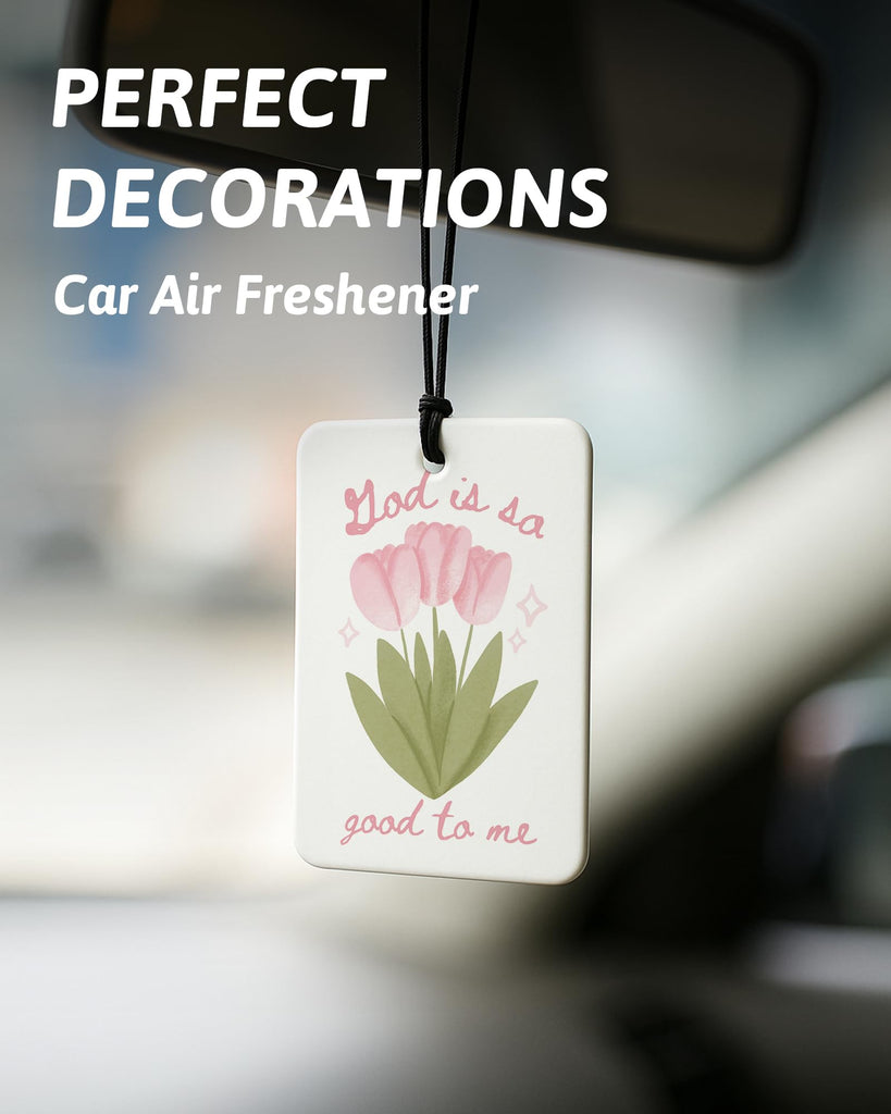 Preppy Pink Floral Cherry Christian Car Air Freshener 4 Pcs, Coquette Girly Religious Hanging Air Freshener for Cars