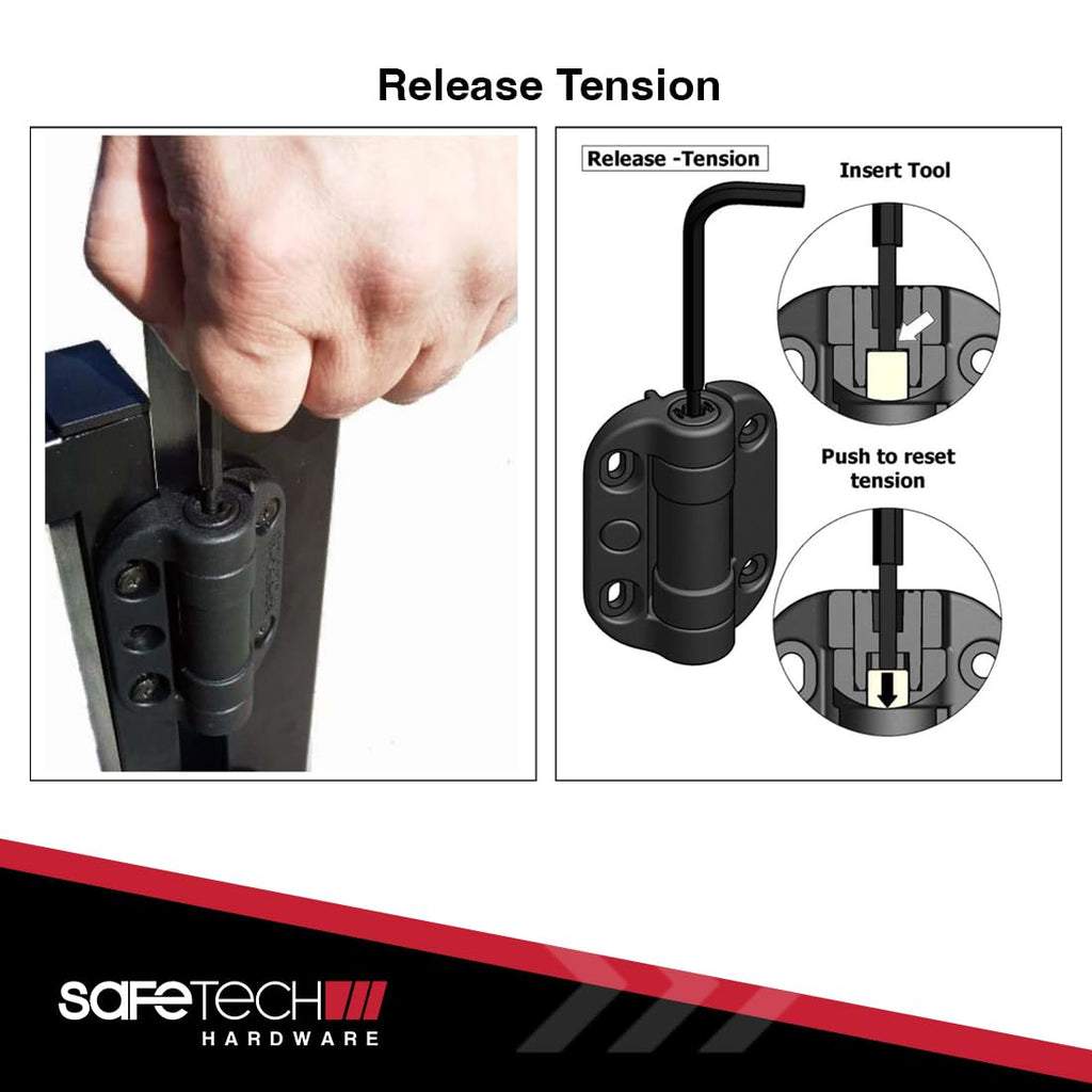 Self Closing Gate Hinges | Self-Aligning Heavy Duty Spring Hinges | Adjustable Tension | Pool Safety Hinges