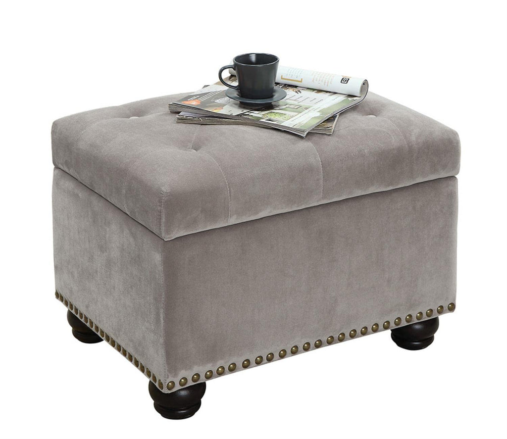 Designs4Comfort 5th Avenue Storage Ottoman 24" - Contemporary Foot Stool and Seat with Hinged Lid, Den, Light Taupe