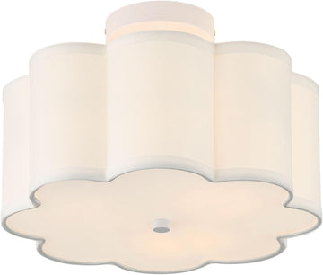 13.3"Semi Flush Mount Ceiling Light Fixture, Light Modern Close to Ceiling Light With Fabric Flower-Shaped Shade