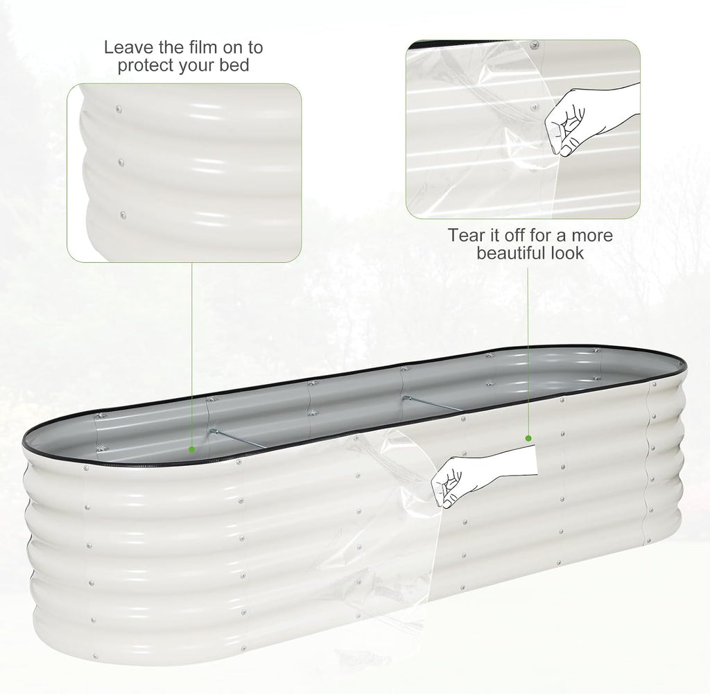 Galvanized Raised Garden Bed - 2 Pcs 6x2x1.4FT Planter Box, White | Raised Beds for Gardening Outdoor, Metal Flower