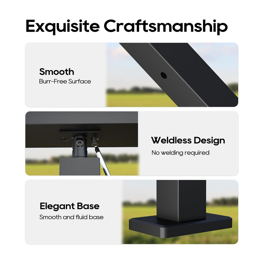 Stair Cable Railing Post 36" (35"X2"x2"), Angle Drilled Stainless Steel Deck Railing Post, Black Stair Angle Holes