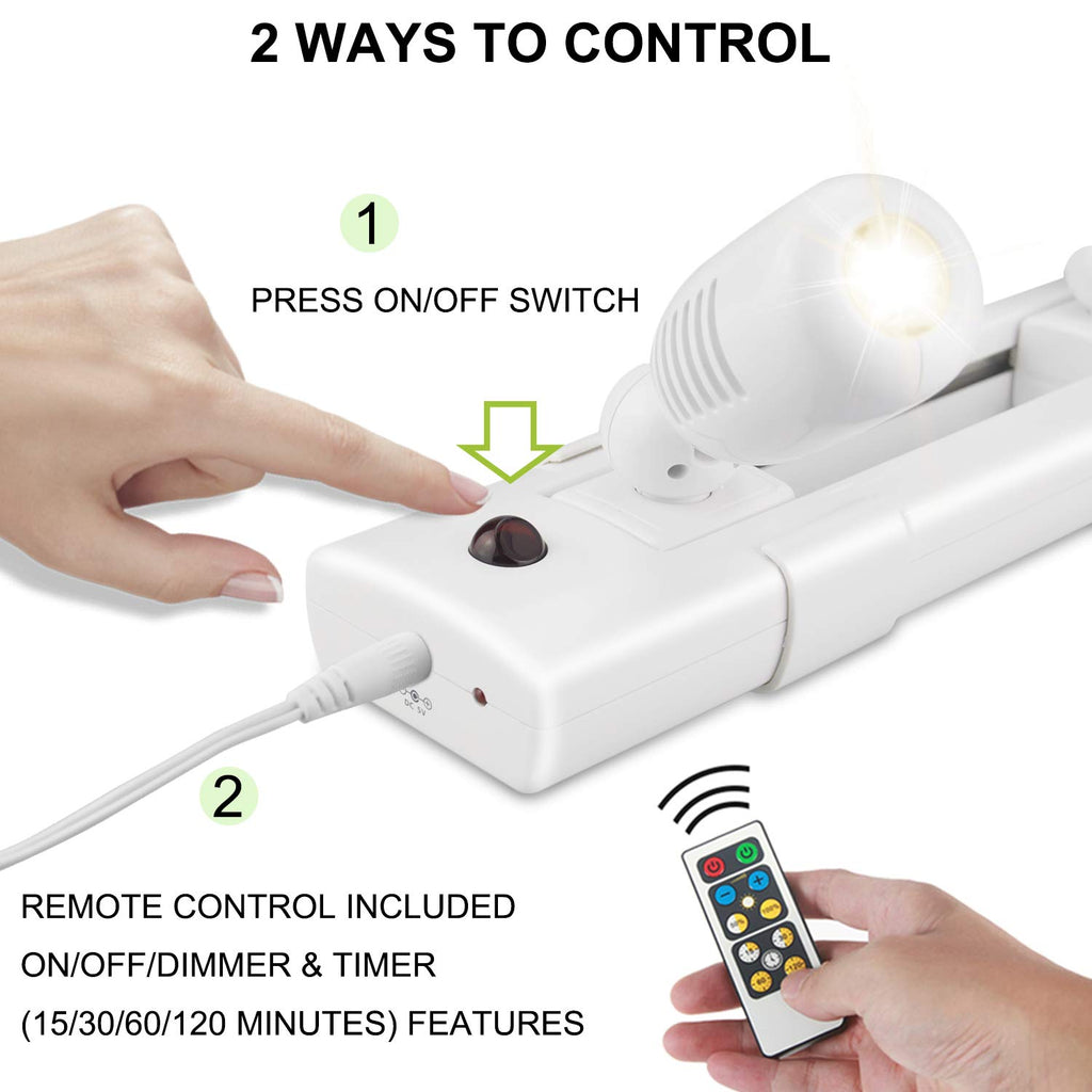 LED Track Light, Dimmable Accent Lighting with Rotatable Heads, Plug in Spotlight with Remote for Lighting up Kitchen