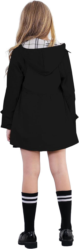 Girl's Single Breasted Trench Coat Hooded Dress Coat Outerwear