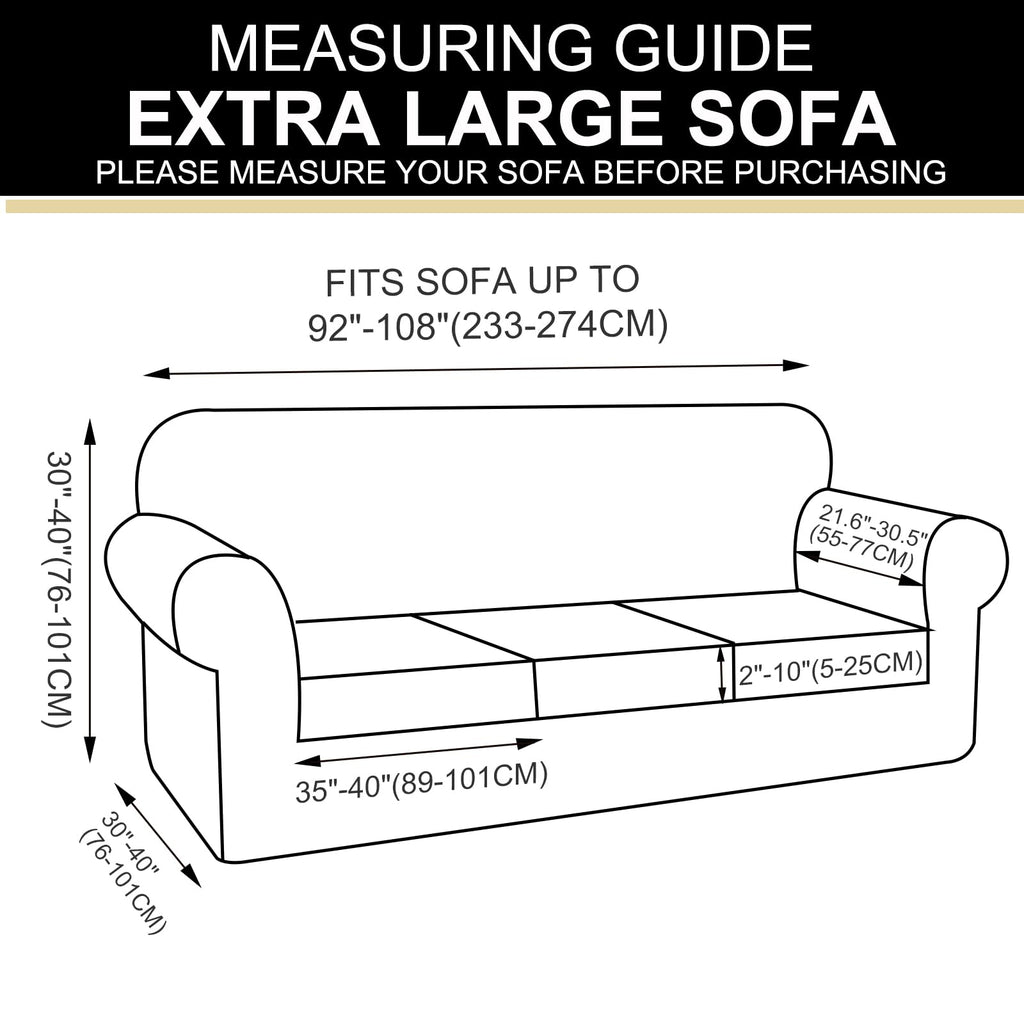4 Pieces Oversized Stretch Couch Cover Slipcover, Brown