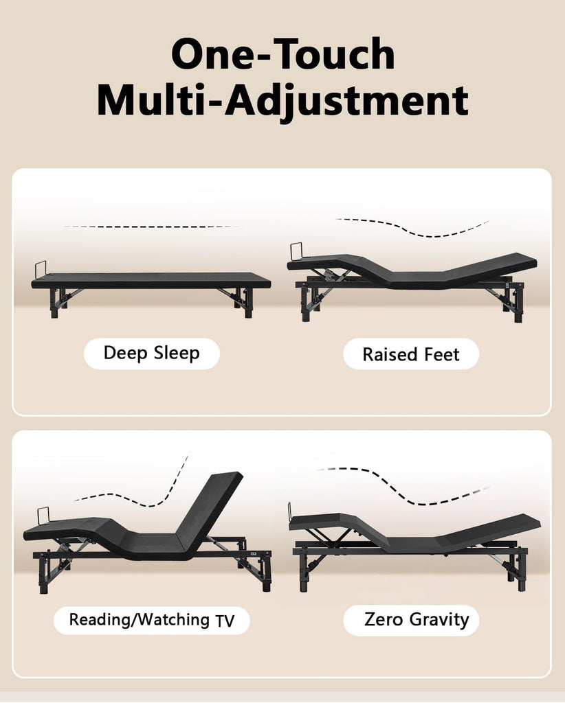 Queen Adjustable Bed Base with Zero Gravity & Anti-Snore